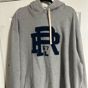 Gray Hooded Sweatshirt with Navy Applique - Brand: